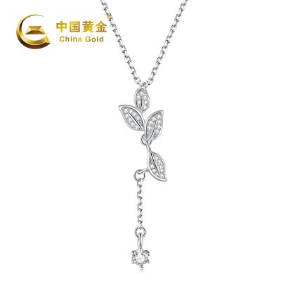 中国黄金 S925银树叶项链