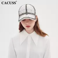 CACUSS B0490棒球帽子女秋冬复古百搭小香风鸭舌帽米白色