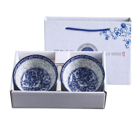 路易菲斯 青花瓷碗筷套装（二碗 二筷） 高尔夫陶瓷碗套装单套装