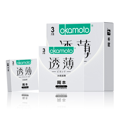 冈本okamoto冰感透薄避孕套 (薄荷味) 浅蓝色 3片装 薄荷冰感情趣套套 岡本进口