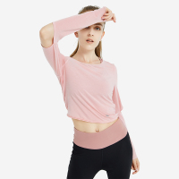 TITIKAACTIVE|瑜伽服秋冬款上衣运动健身简约修身长袖T恤女6341988520浅粉色