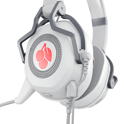樱桃(Cherry)HC8.2 游戏耳机 7.1环绕音效 头戴式 HD耳麦 电竞耳机 FPS耳机 LOGO灯效 白色