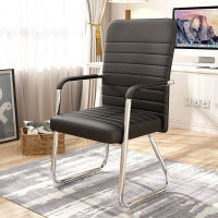 铜牛TN-2105电脑椅会议椅电镀银黑配色简约办公椅优质PU面料书房家用弓形椅 椅子黑色