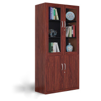 两门木质文件柜 书房办公室放书柜子带玻璃门储物柜 简易书柜自由组合落地柜