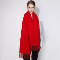 围巾冬款羊毛红色女士保暖围巾