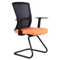 网布电脑椅子 职员办公椅子 简约会议椅子 时尚网椅子橙色、黑色弓形椅子