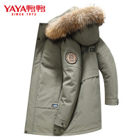 鸭鸭(yaya) 冬季男士羽绒服中长款时尚连帽毛领闲潮流保暖冬装外套