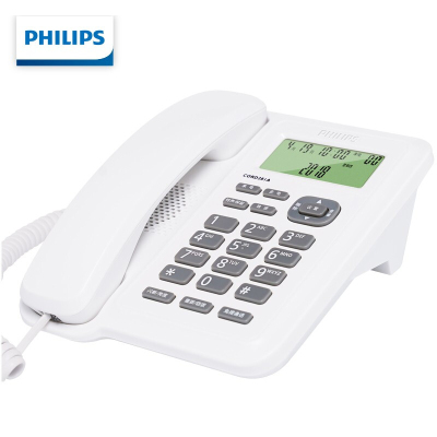 飞利浦(PHILIPS)电话机座机 固定电话 办公家用 双接口 免电池CORD281A白色
