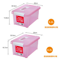 日本爱丽思IRIS手提式小物塑料收纳箱整理储物箱首饰盒零件箱化妆品收纳盒桌面收纳箱单个装5.2升（粉色蓝色随机发）