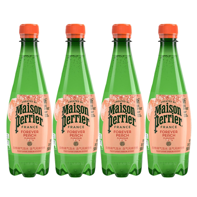 法国原装进口 巴黎水(Perrier)气泡矿泉水 橘子味天然矿泉水 500ml*4瓶组合装(塑料瓶)