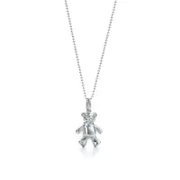 蒂芙尼:Tiffany 925银 泰迪熊造型 纯银吊坠项链