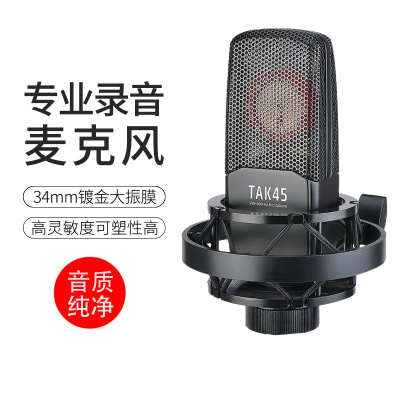 得胜(TAKSTAR)TAK-45电容麦克风 专业录音棚大振膜音头通用直播K歌专业录音话筒 艾肯6nano 单位:套