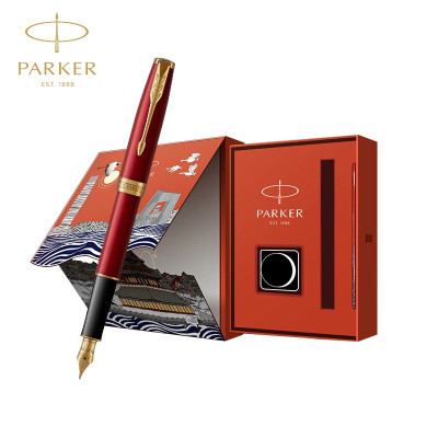派克PARKER 钢笔 新款卓尔系列山茶红墨水笔大都会礼盒装 商务送礼 23k镀金笔尖