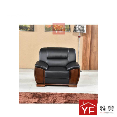 雅樊 办公沙发 商务接待会客沙发 YR-YFSF001 黑色牛皮 单人位