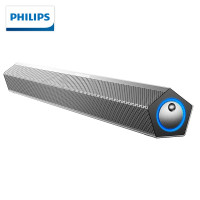 [精选]飞利浦(PHILIPS)SPA520S 长条双喇叭3D环绕铝合金小钢炮 灰色音箱