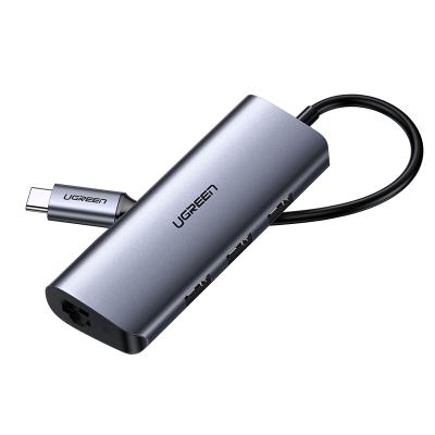 绿联 Type-C扩展坞3.0HUB分线器适用苹果电脑USB-C转千兆有线网口转换器网线接口转接线60717