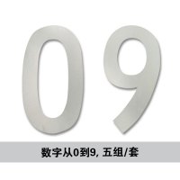 安赛瑞(SAFEWARE)反光模切数字标识贴(0-9各5片)字高4″ 银白 反光不干胶