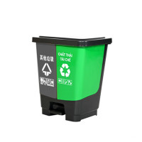 惠洁(huijie)塑料分类垃圾桶组合垃圾桶40L脚踏垃圾桶可定制YY-D142灰+绿