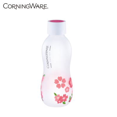 康宁X杯Corningware Bottle系列便携式大容量耐高温玻璃杯 饮料杯500ml 樱花粉