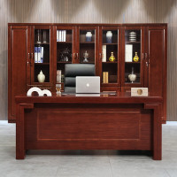 中伟 老板桌大班台经理桌办公桌主管桌油漆实木贴皮总裁桌 1.6米 S