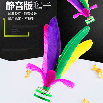 鑫亿康毽子成人儿童健身训练晨练比赛用花毽耐踢键子(十只装) 颜色随机 10只装