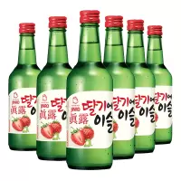 韩国进口真露草莓味烧酒13度360ml果味清酒蒸馏利口预调鸡尾酒