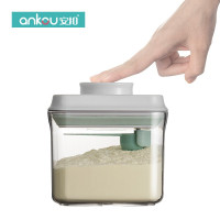 安扣(ANKOU) 1500ml 正方形 单手开合密封罐 透明款 个