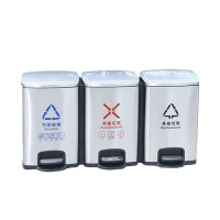 创莱 410不锈钢垃圾桶 分类脚踏垃圾桶 三分类 20L*3 CLF20A-3