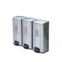 创莱 410不锈钢垃圾桶 分类脚踏垃圾桶三分类 30L*3 CLF30A-3