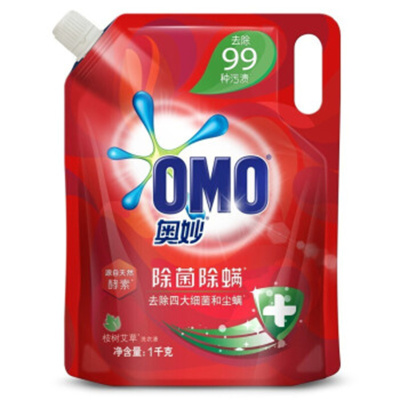 奥妙(OMO) 除菌除螨按树草洗衣液袋装1kg 单位/袋