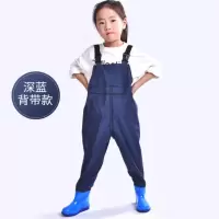 儿童玩水防水连体衣服[儿童]深蓝色背带款 34