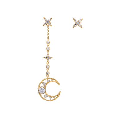 APM Monaco梦幻星月耳环女2020新款潮月亮星星不对称耳钉时尚气质银首饰品送女友 金黄色