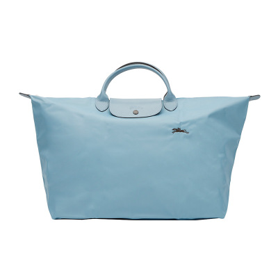 珑骧LONGCHAMP 奢侈品中性Le Pliage Club系列蓝色大号帆布配牛皮革70周年款旅行包