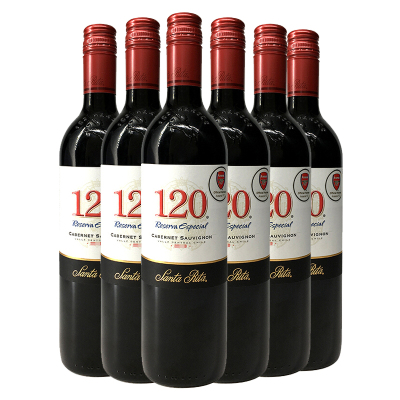 智利 圣丽塔(Santa Rita)120系列赤霞珠干红葡萄酒750ml 整箱装