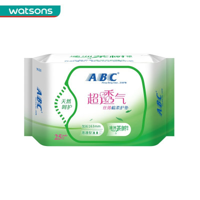 ABC丝薄棉柔护垫25片(澳洲茶树精华) 卫生巾 n21 6包