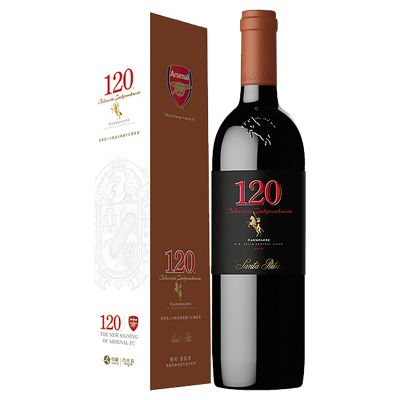 智利进口红酒 圣丽塔酒庄120黑金系列佳美娜干红葡萄酒750ml单支礼盒装