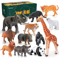 纽奇(Nukied)儿童动物玩具仿真模型男孩玩具3-6岁野生动物益智玩具 动物王国12件套[赠手册一本]