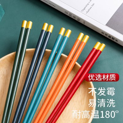佳驰 多彩合金筷 不锈不发霉防滑分食筷子 圆顶福字分餐筷5双装JC-1077