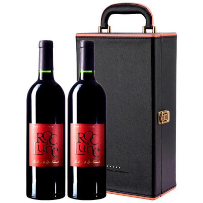 法国原瓶进口尼萨红酒圣萨蒂南月亮王子佳丽酿西拉歌海娜干红葡萄酒750ml*2皮盒装
