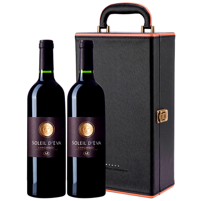 法国原瓶进口尼萨红酒圣萨蒂南太阳王佳丽酿歌海娜西拉干红葡萄酒750ml*2皮盒装