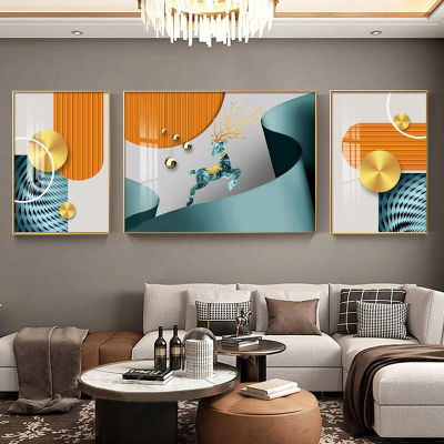 三联北欧装饰画现代简约花朵客厅沙发背景墙画抽象艺术创意壁画