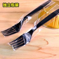 iTeaQ独立包装 一次性黑色叉子西餐刀叉 塑料叉子