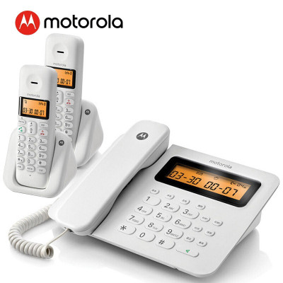 摩托罗拉 数字无绳电话机 无线座机 子母机一拖一 办公家用 双免提 大屏背光 一键拨号C2601(白色)一拖二