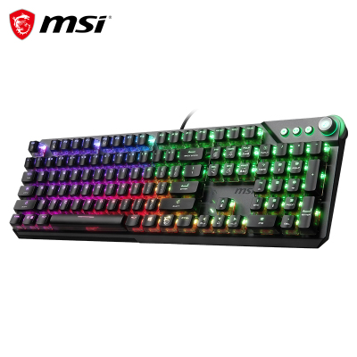 微星(MSI)GK71 SONIC 机械键盘 微星定制红轴 RGB炫光透明键帽 有线 电竞键盘 104键 双触控触动光效