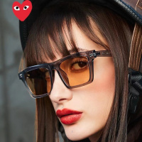 川久保玲2022新款眼镜太阳镜男女通用防紫外线方版小框墨镜太阳镜3948