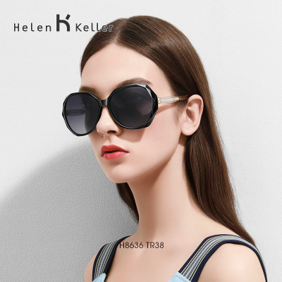 海伦凯勒新款 太阳镜雅古典 高清偏光大框时尚墨镜女 H