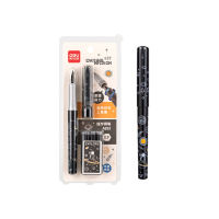 得力 A933中国航天练字钢笔(可擦纯蓝) (1支笔+6墨囊/卡) 3卡装