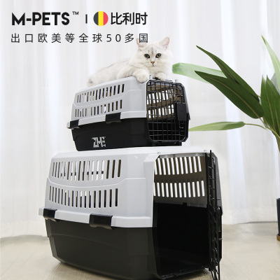 M-PETS宠物航空箱猫笼子猫咪狗狗托运箱猫箱便携外出狗笼子小型犬(送肩带)-L(68*47.6*42)