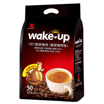 越南原装进口威拿咖啡wake up味客速溶50条袋装