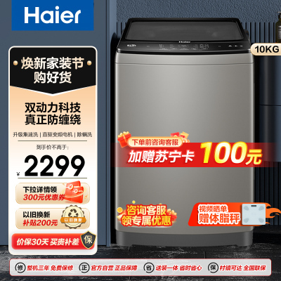海尔(Haier)10公斤 波轮洗衣机 变频电机 双动力系列 XQS100-BZ226